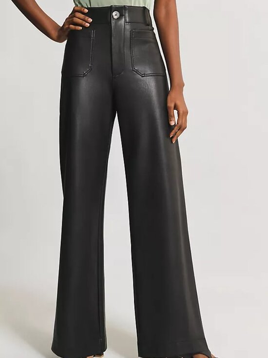 Maeve Pants - Anthropologie Maeve Wide Leg Faux Leather Pants Black Size 30